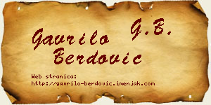 Gavrilo Berdović vizit kartica